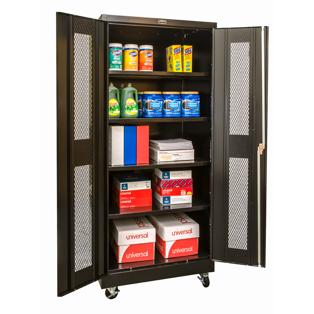 Mobile Storage Cabinet with Ventilated Doors